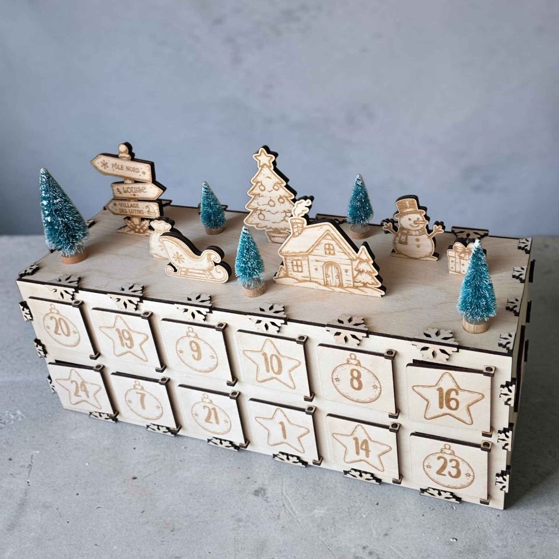 calendrier de l'avent personnalisé en bois décoration de noël