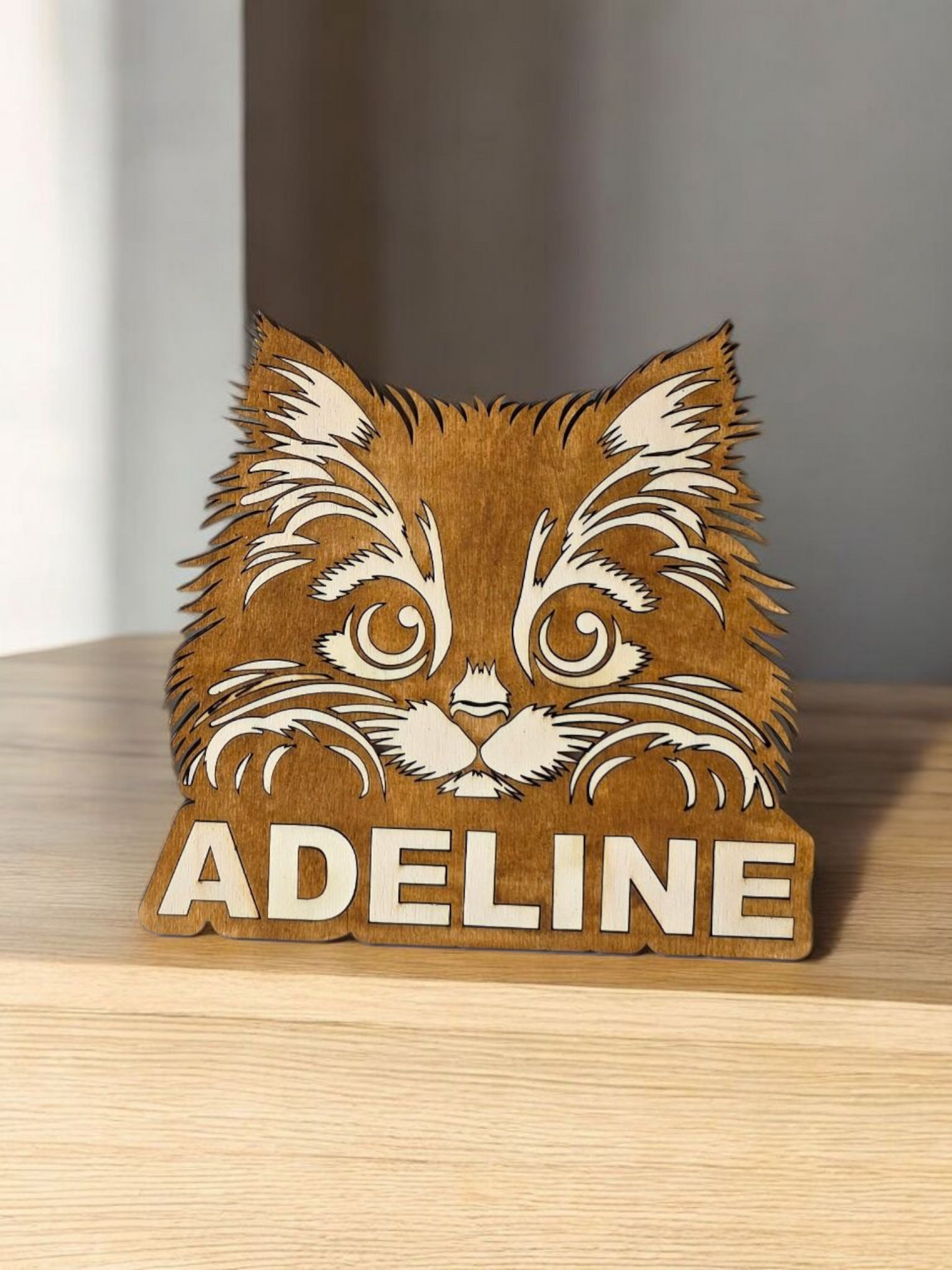 chat prenom decoration porte murale