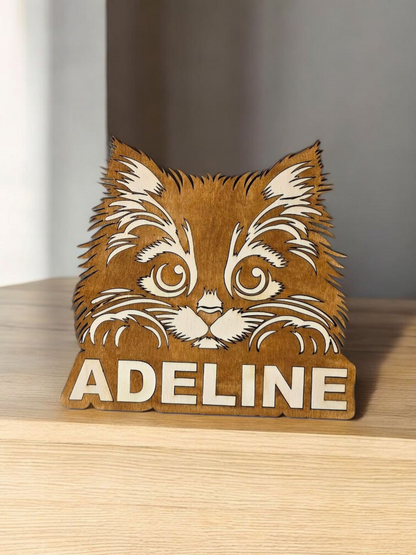 chat prenom decoration porte murale