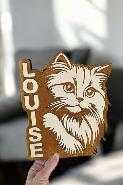 prenom chat porte murale bois personnalise