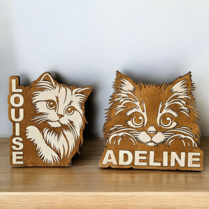 chat personnalise décoration murale bois