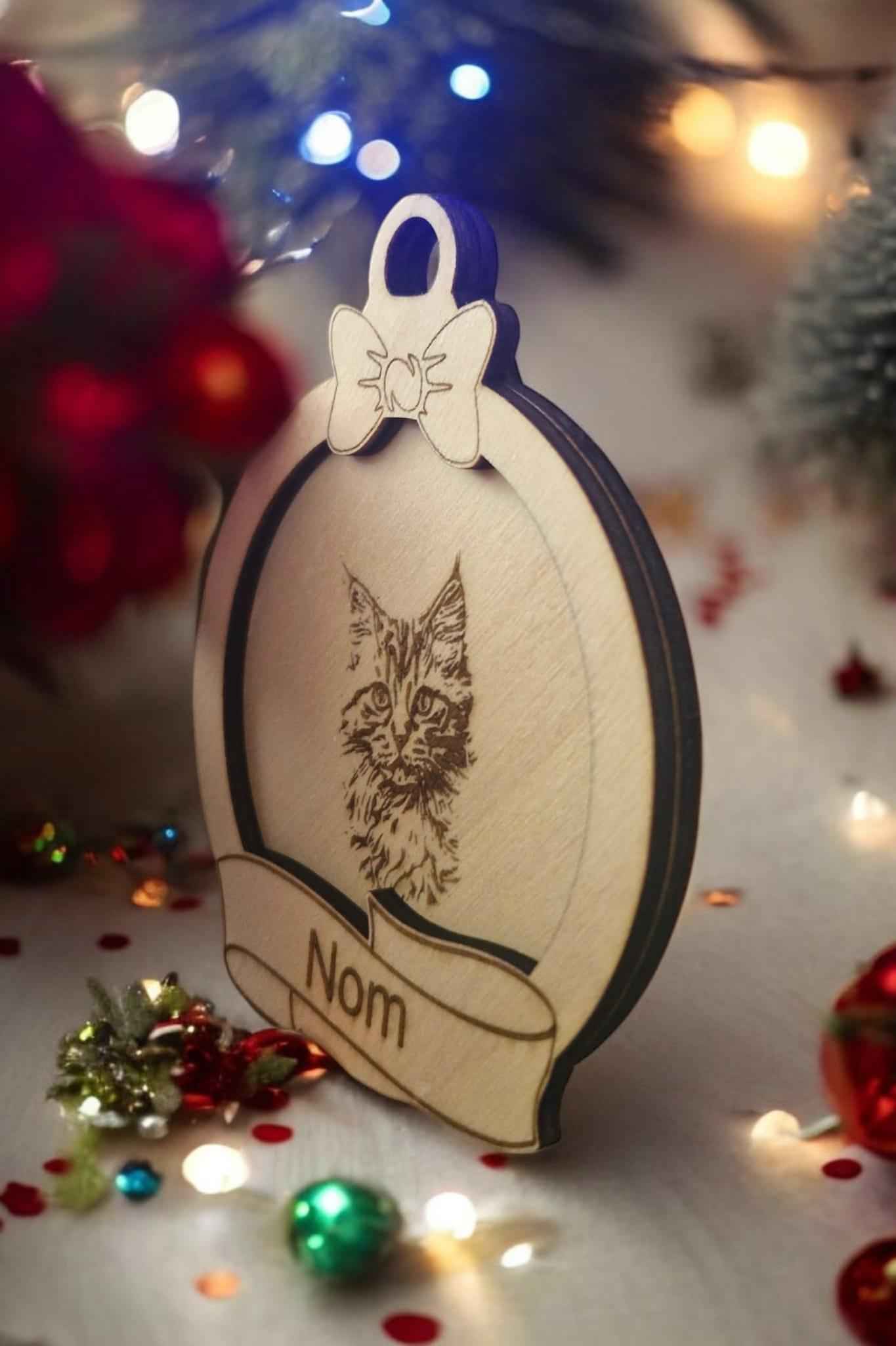 Boule Noël chat personnalisée pour un Noël félin unique - LIJO CREA