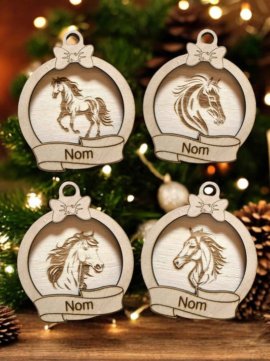 Boule Noël Cheval personnalisée unique pour décorer vos fêtes - LIJO CREA