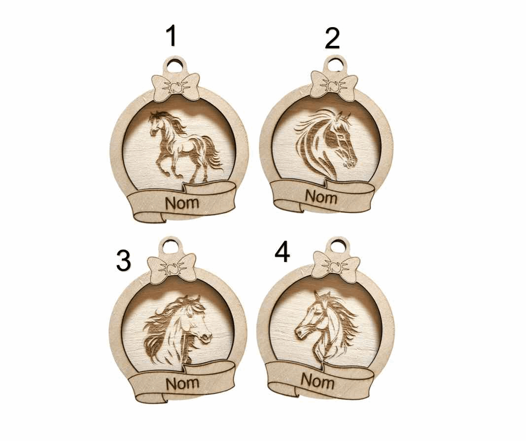 Boule Noël Cheval personnalisée unique pour décorer vos fêtes - LIJO CREA
