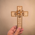 croix religieuse communion baptême personnalisée en bois souvenir cérémonie religieuse 
