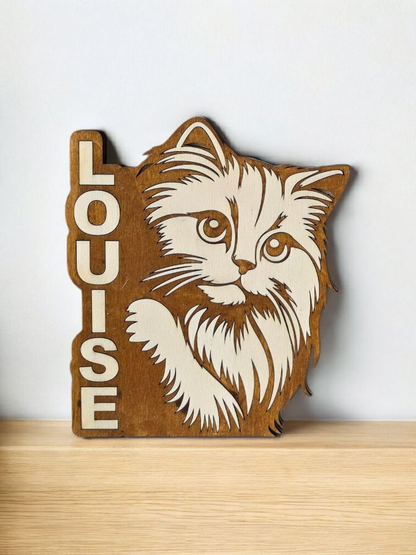 decoration murale chat bois prenom