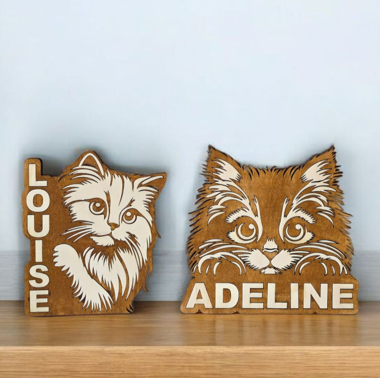 chat decoration murale bois prenom 