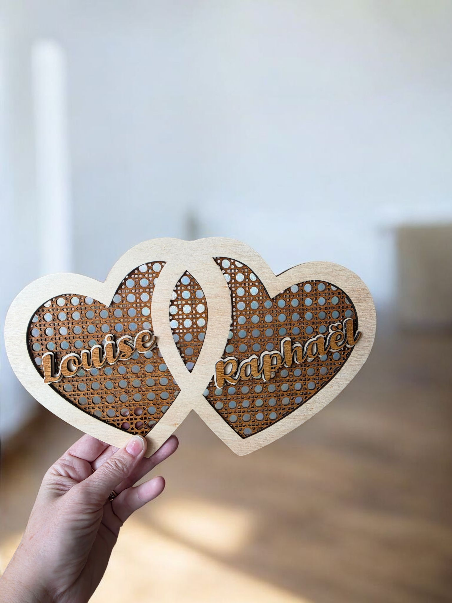 coeur prenom mariage bois decoration