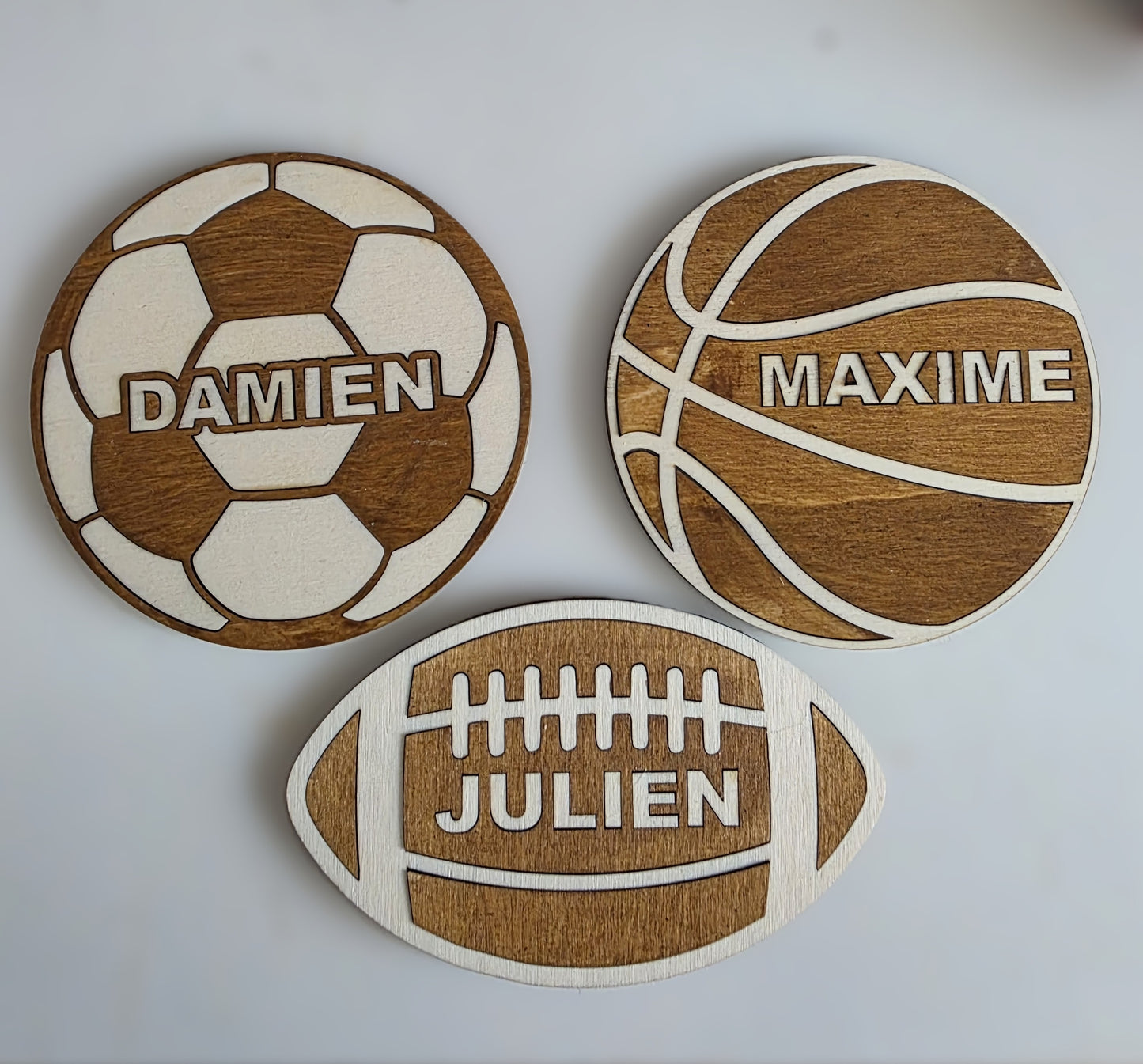 ballon foot rugby basket personnalise bois idee cadeau 