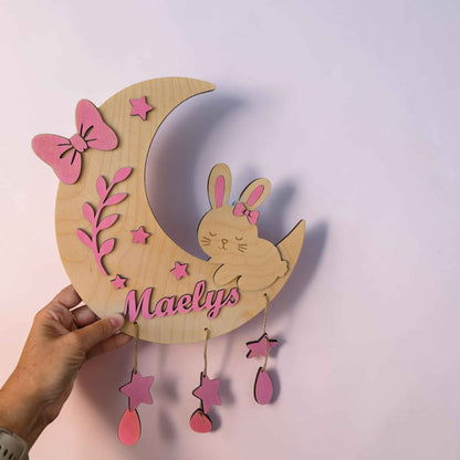 Décoration murale lune lapin