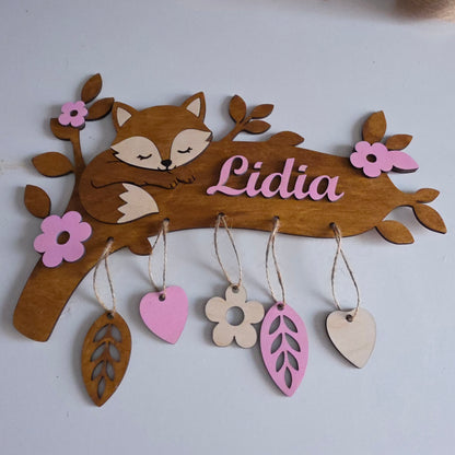 décoration murale chambre enfant bébé personnalisé renard idée cadeau naissance 