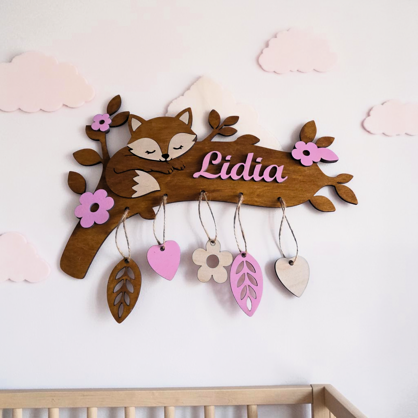 décoration murale chambre enfant bébé personnalisé renard idée cadeau naissance 