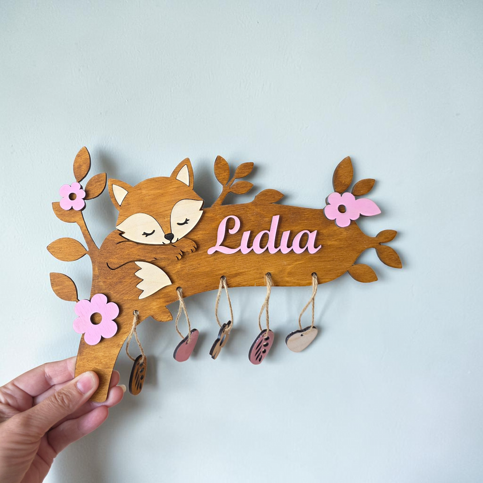 décoration murale chambre enfant bébé personnalisé renard idée cadeau naissance 