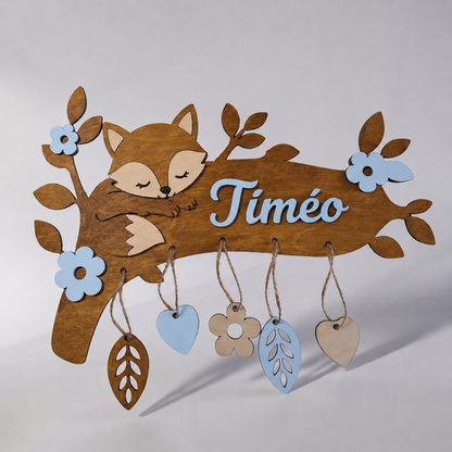décoration murale chambre enfant bébé personnalisé renard idée cadeau naissance 