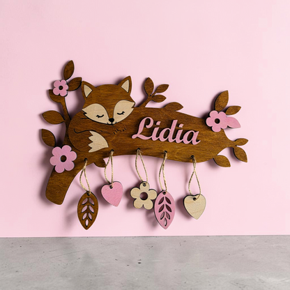 décoration murale chambre enfant bébé personnalisé renard idée cadeau naissance 