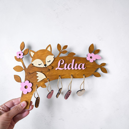 décoration murale chambre enfant bébé personnalisé renard idée cadeau naissance 