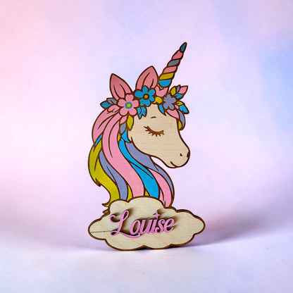 décoration murale licorne personnalisée en bois décoration chambre enfant 