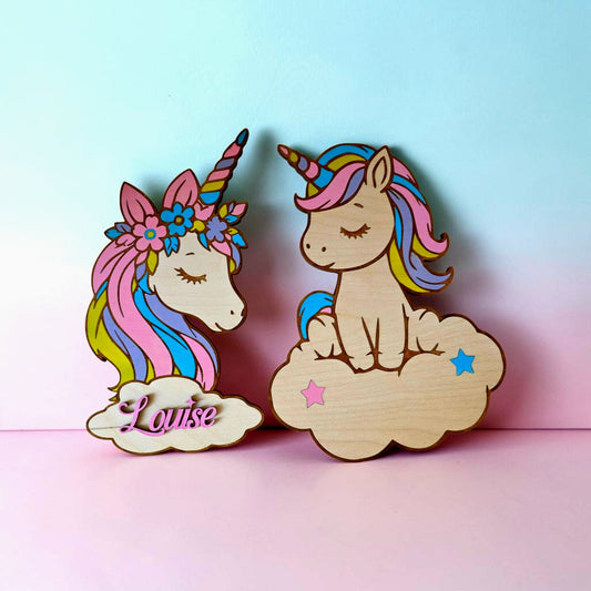 décoration murale licorne personnalisée en bois décoration chambre enfant 