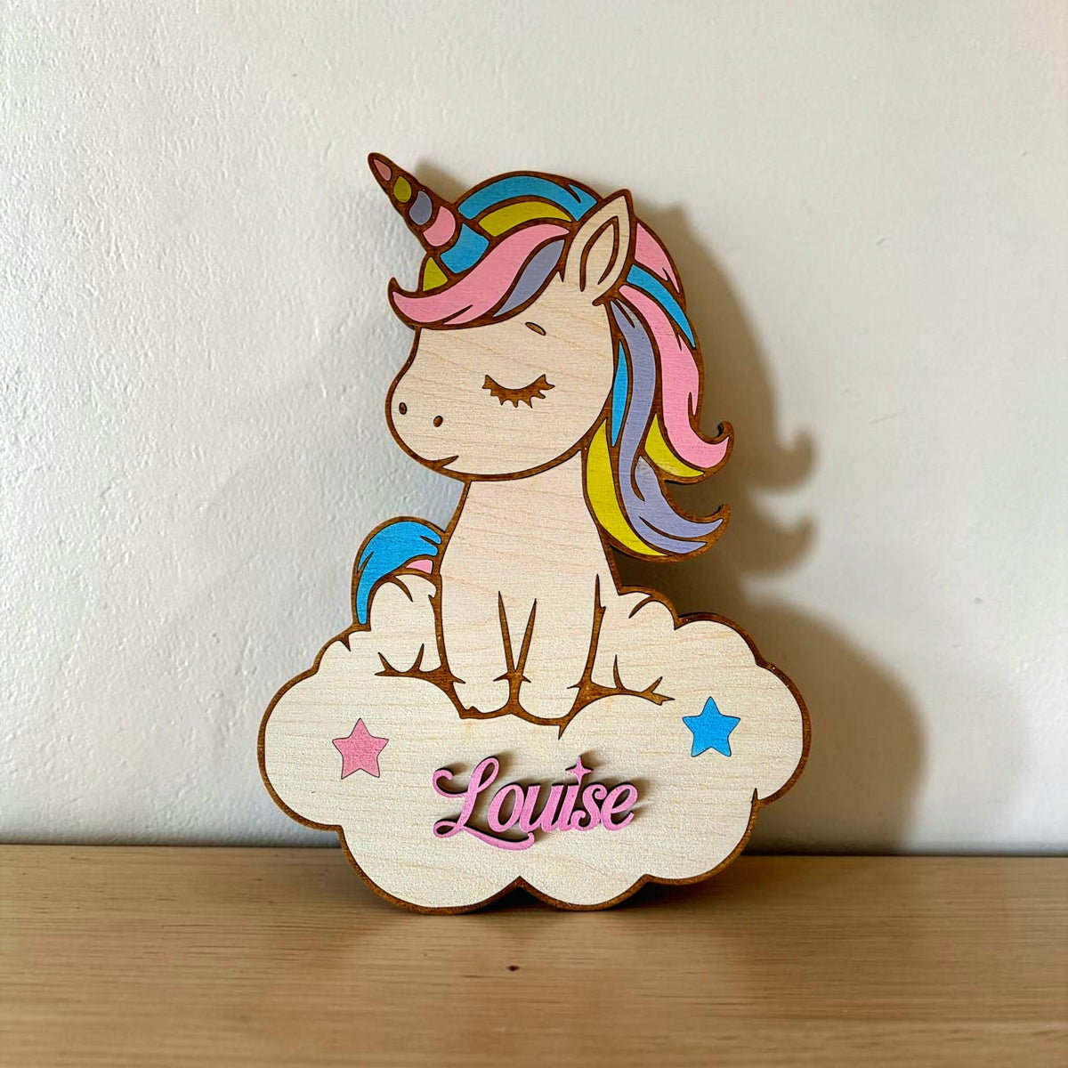 décoration murale licorne personnalisée en bois décoration chambre enfant 