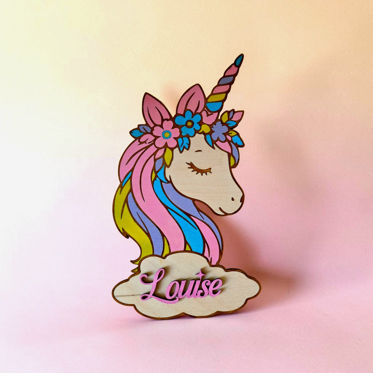 décoration murale licorne personnalisée en bois décoration chambre enfant 