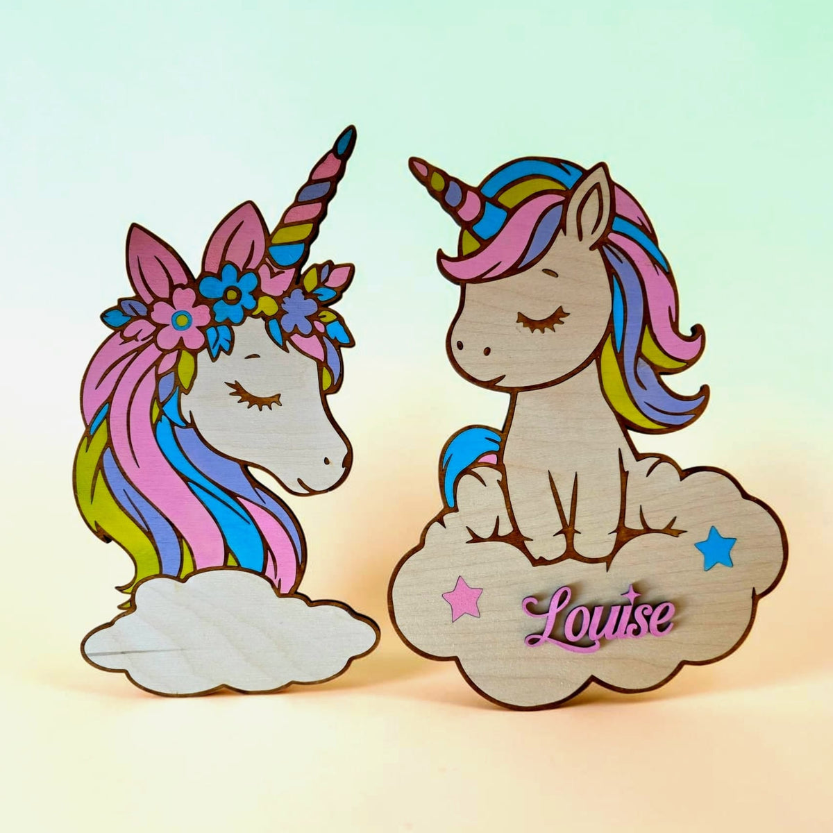 décoration murale licorne personnalisée en bois décoration chambre enfant 