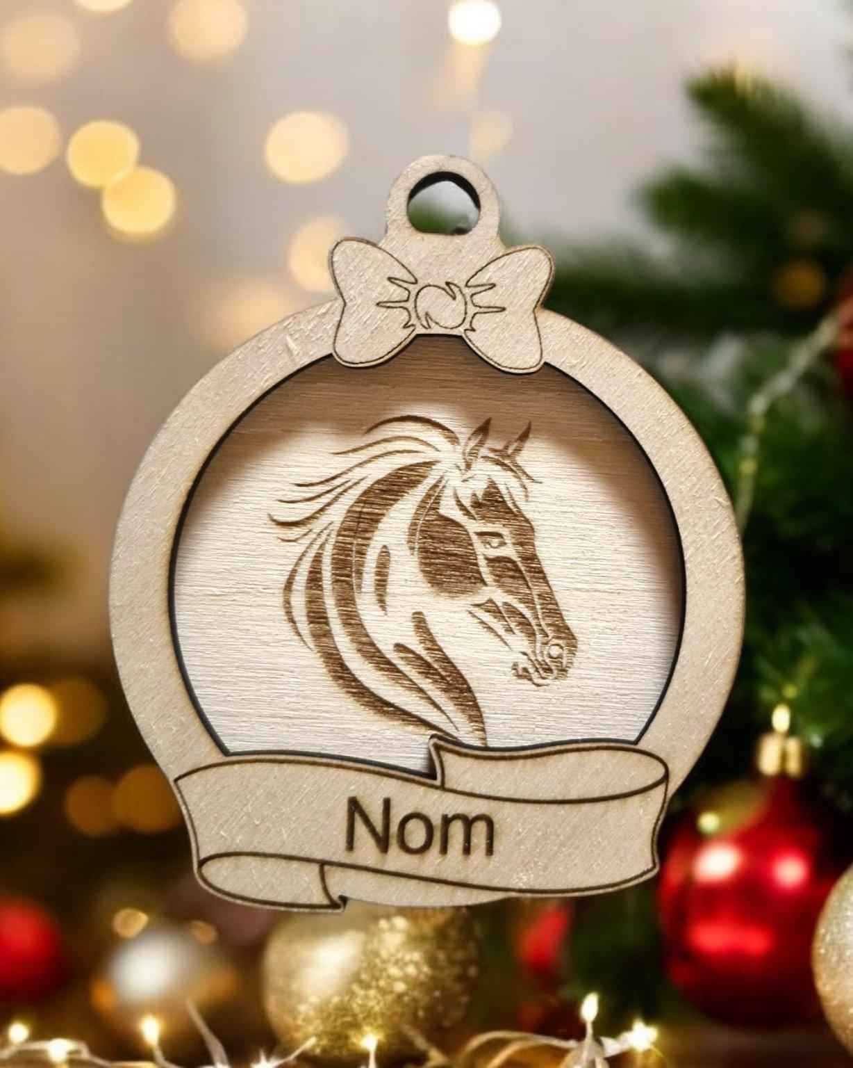 Boule Noël Cheval personnalisée unique pour décorer vos fêtes - LIJO CREA