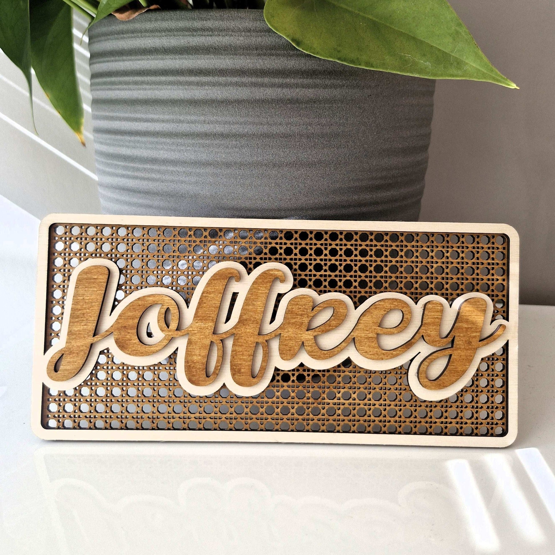 Plaque Prénom Rotin Personnalisée en Style Rotin - LIJO CREA