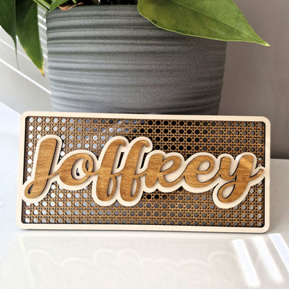 Plaque Prénom Rotin Personnalisée en Style Rotin - LIJO CREA