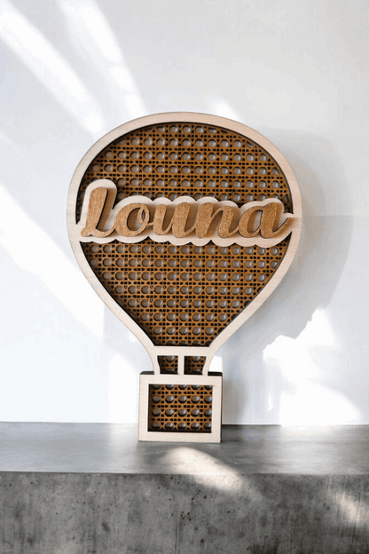 Montgolfière prénom rotin personnalisé - Décoration unique et artisanale - LIJO CREA
