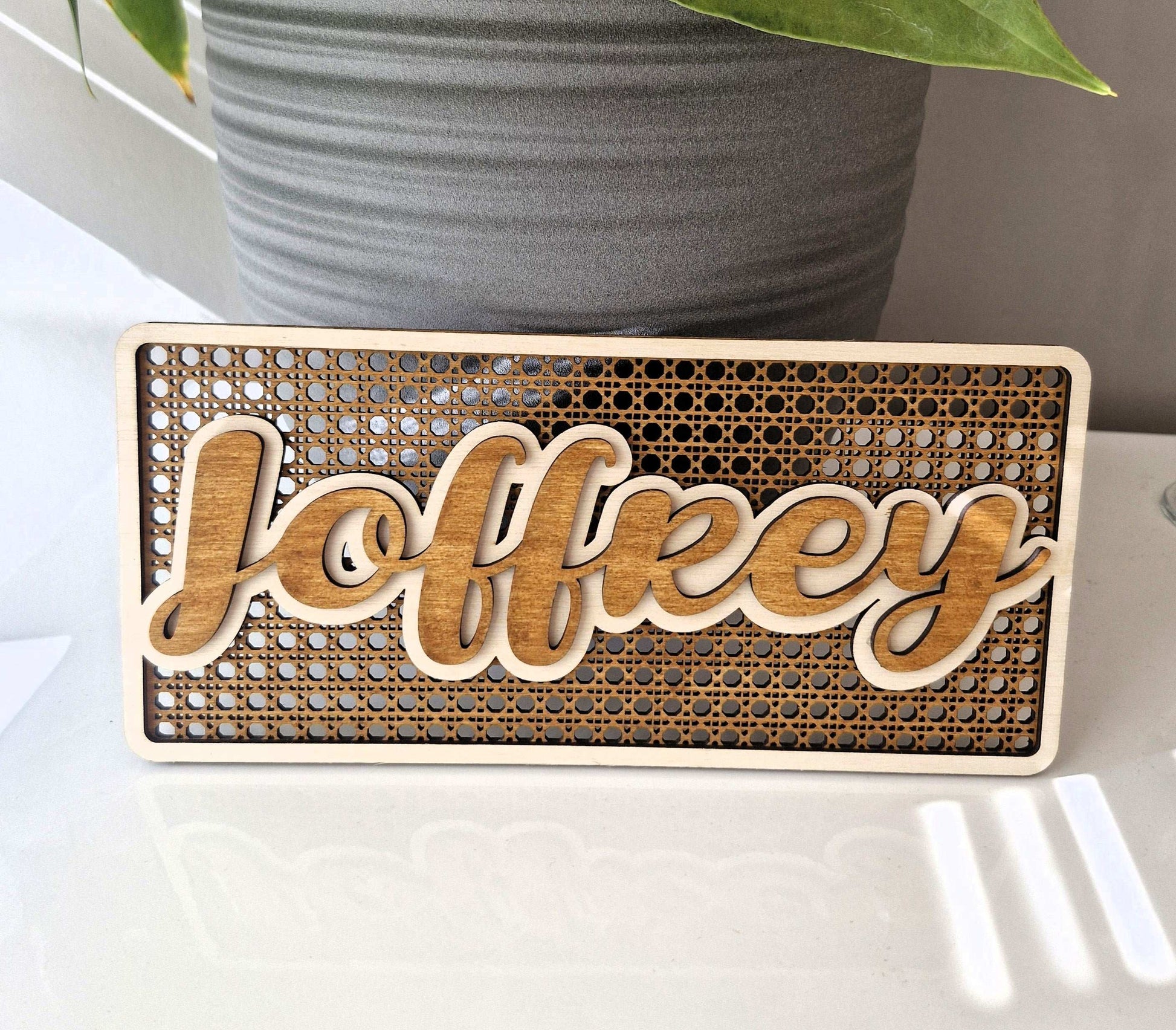 Plaque Prénom Rotin Personnalisée en Style Rotin - LIJO CREA