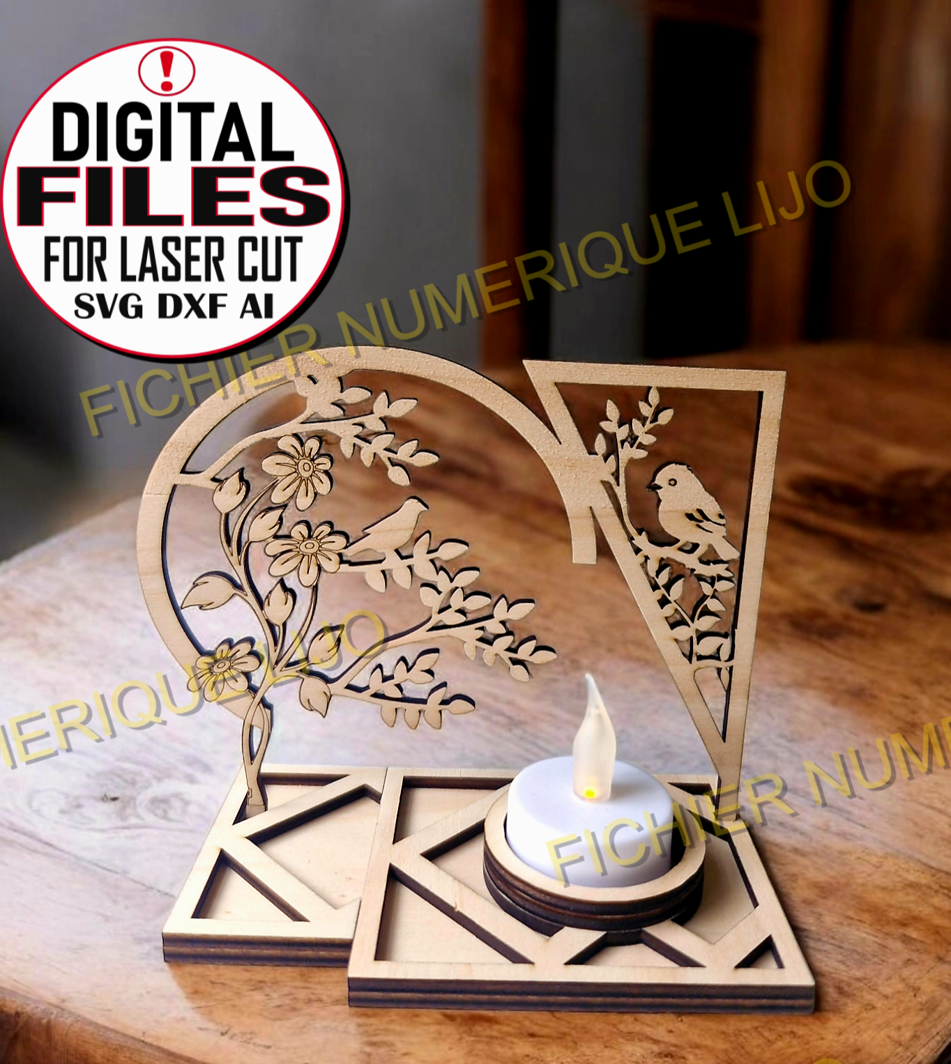 Fichier Bougeoir Oiseau