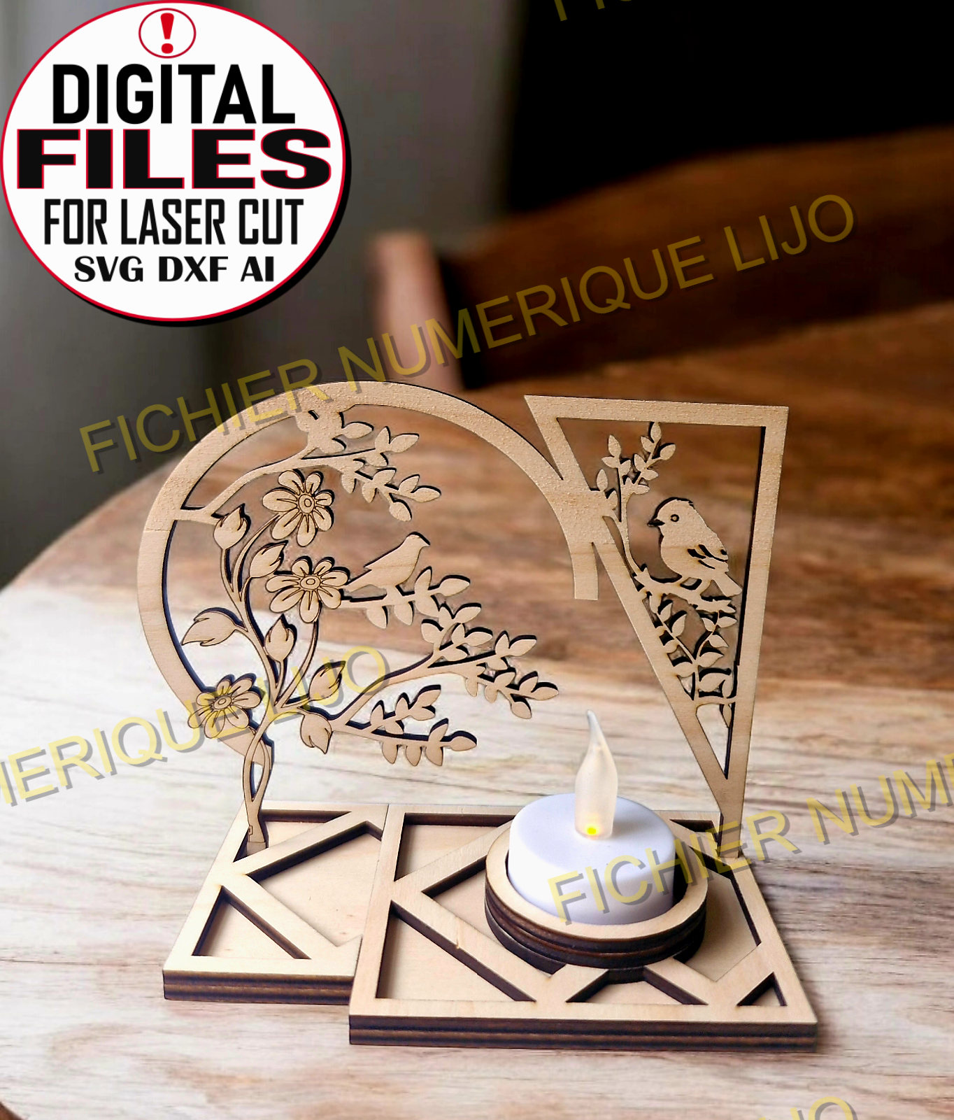 Fichier Bougeoir Oiseau svg