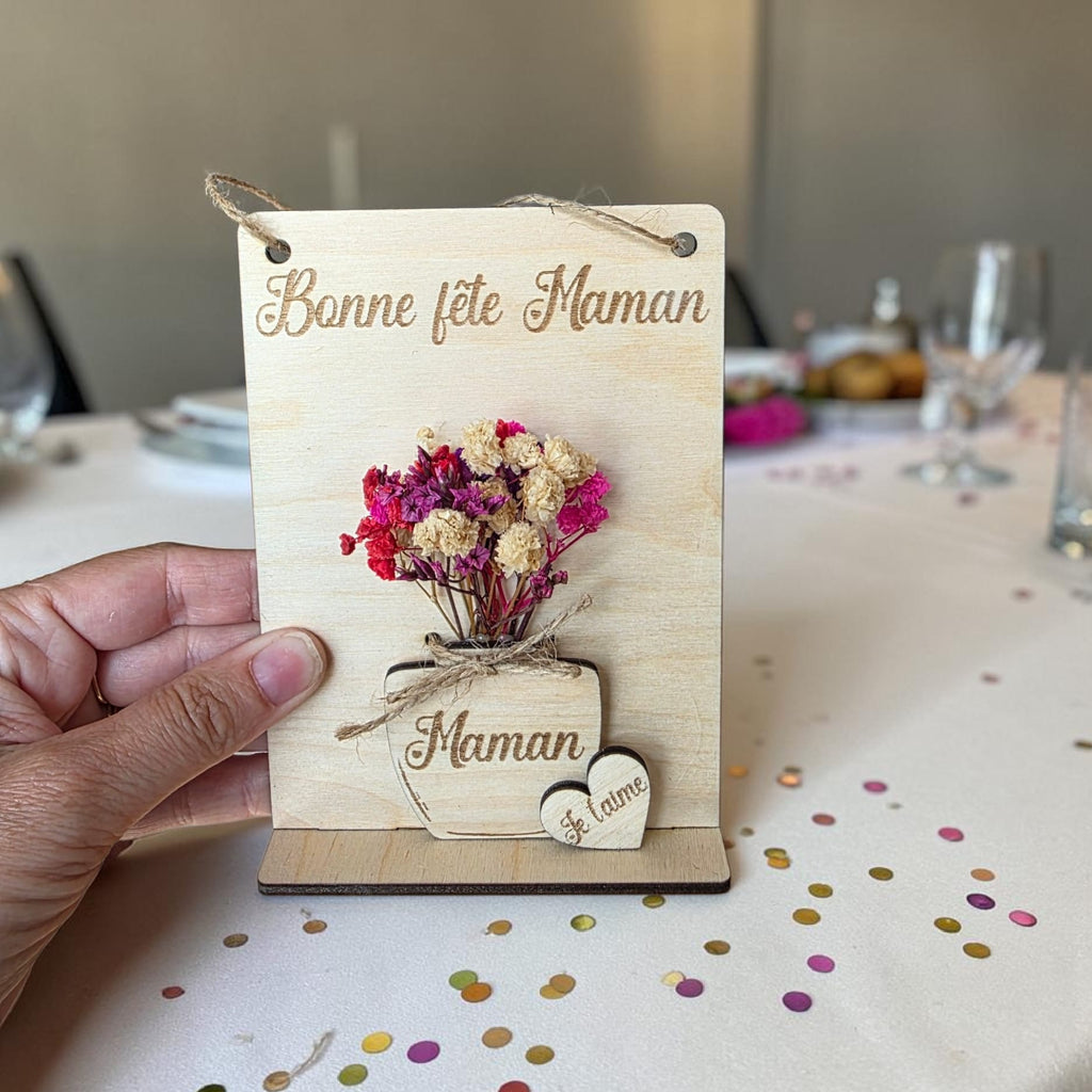 Décoration Fête des Mères fête des mamies en bois personnalisée – Bouquet de fleurs à accrocher idée cadeau original