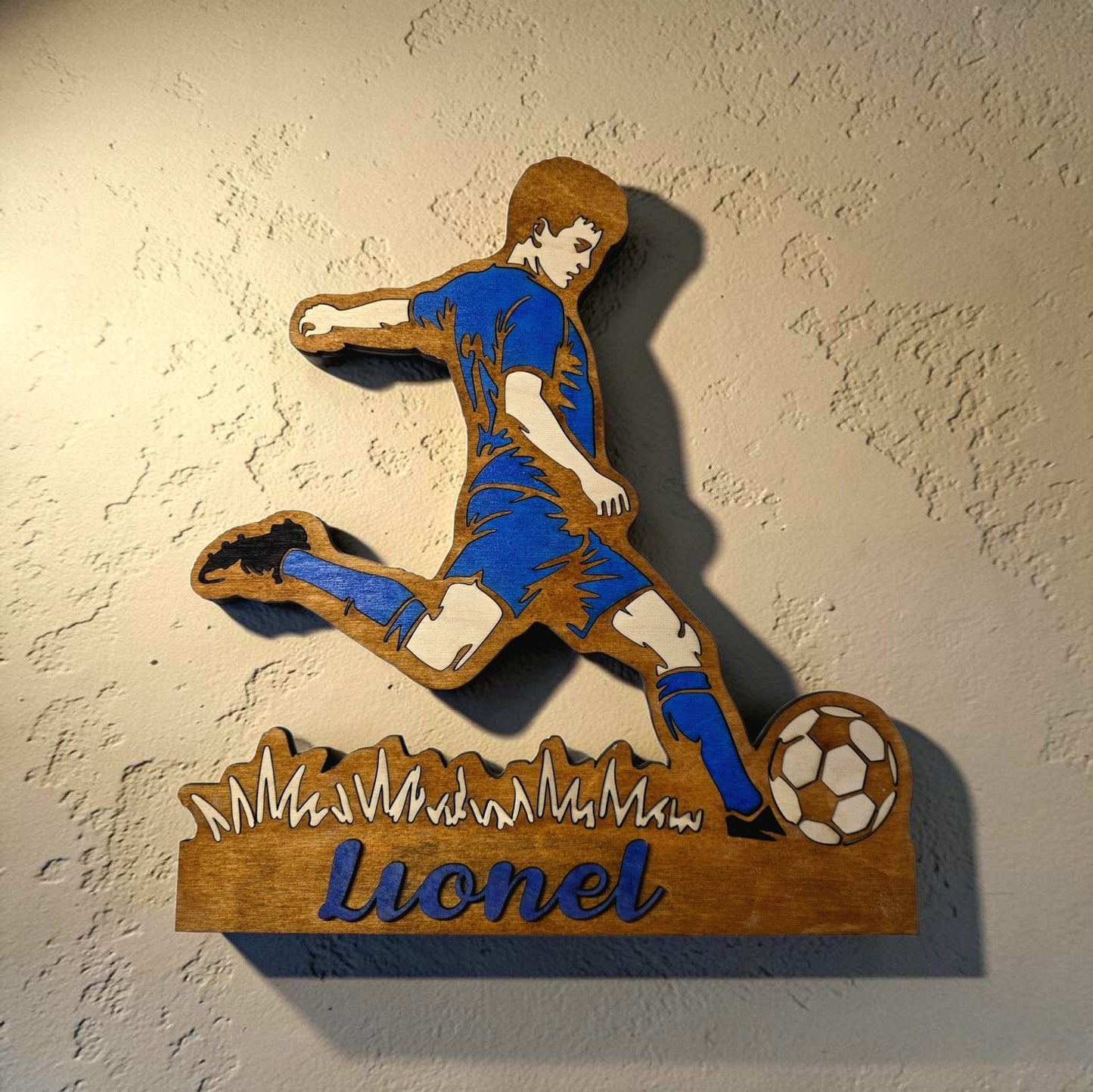 décoration murale footballeur football foot ballon décoration chambre enfant ado fan de foot coupe du monde personnalisé en bois