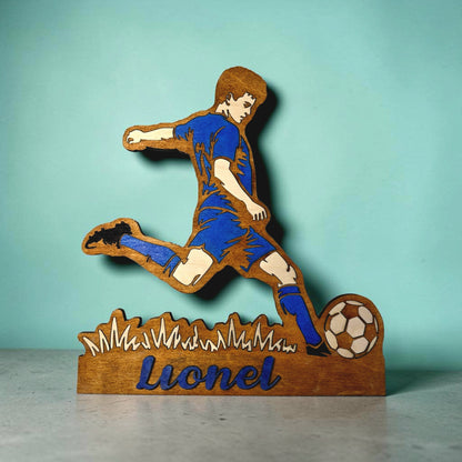décoration murale footballeur football foot ballon décoration chambre enfant ado fan de foot coupe du monde personnalisé en bois