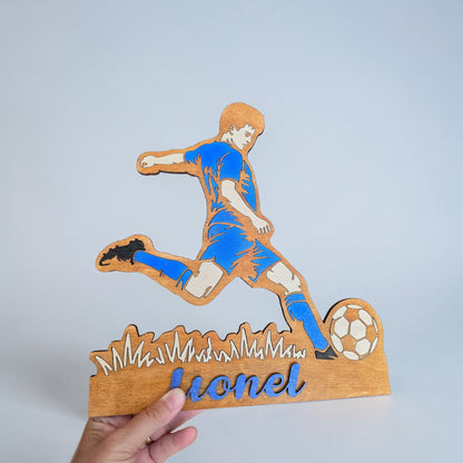 décoration murale footballeur football foot ballon décoration chambre enfant ado fan de foot coupe du monde personnalisé en bois