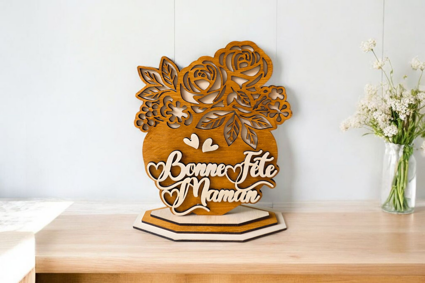 Decoration Florale en Bois Fete des Meres