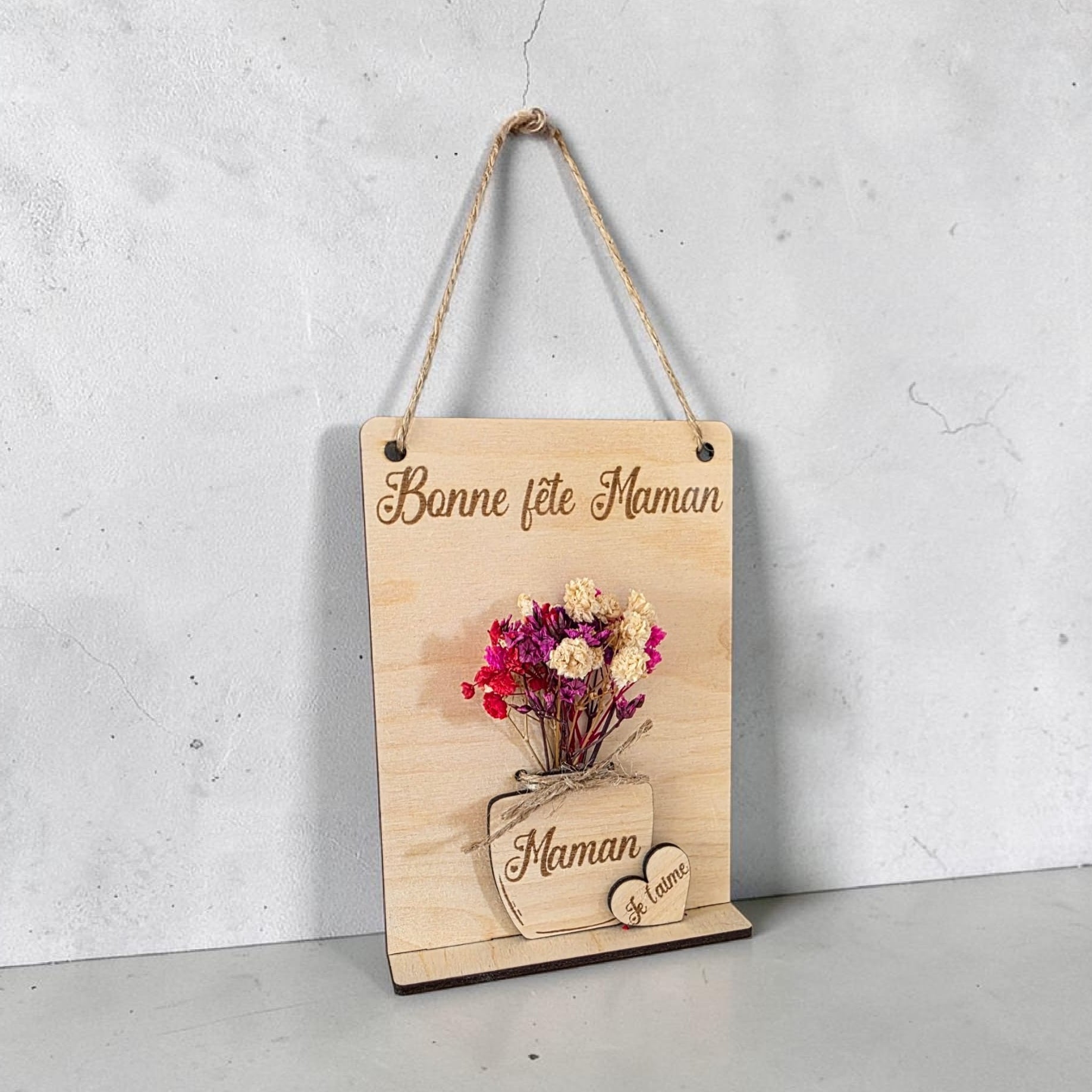 Décoration Fête des Mères fête des mamies en bois personnalisée – Bouquet de fleurs à accrocher idée cadeau original