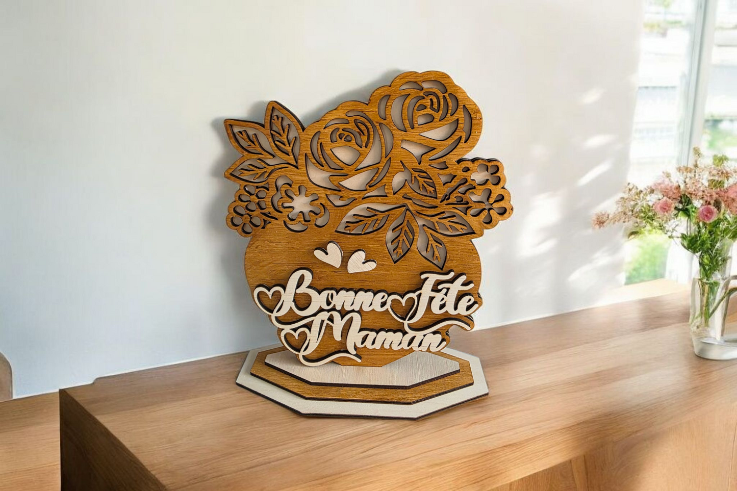 Decoration Florale en Bois Fete des Meres