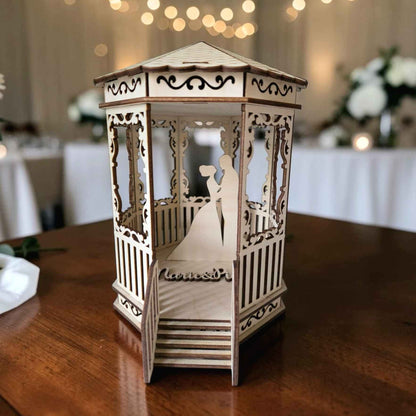 kiosque mariage avec mariés en bois décoration table mariage kiosque personnalisé