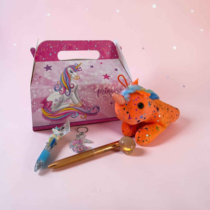 coffret boite cadeau licorne avec stylo personnalisé peluche licorne balle rebondissante