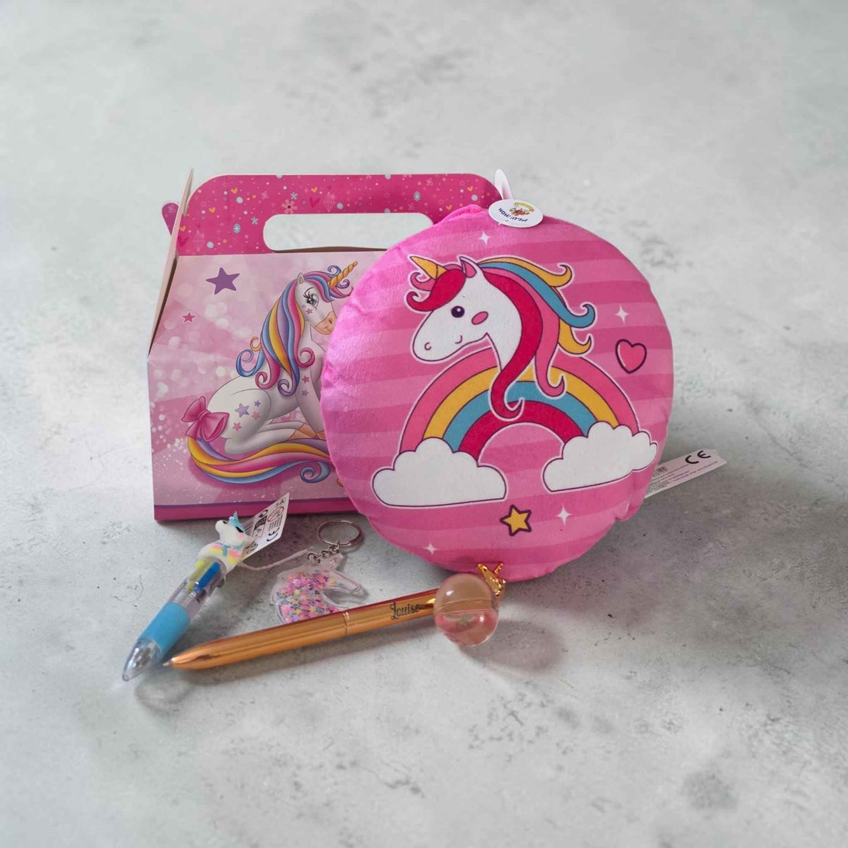 Coffret cadeau Licorne Coussin avec stylo personnalisé