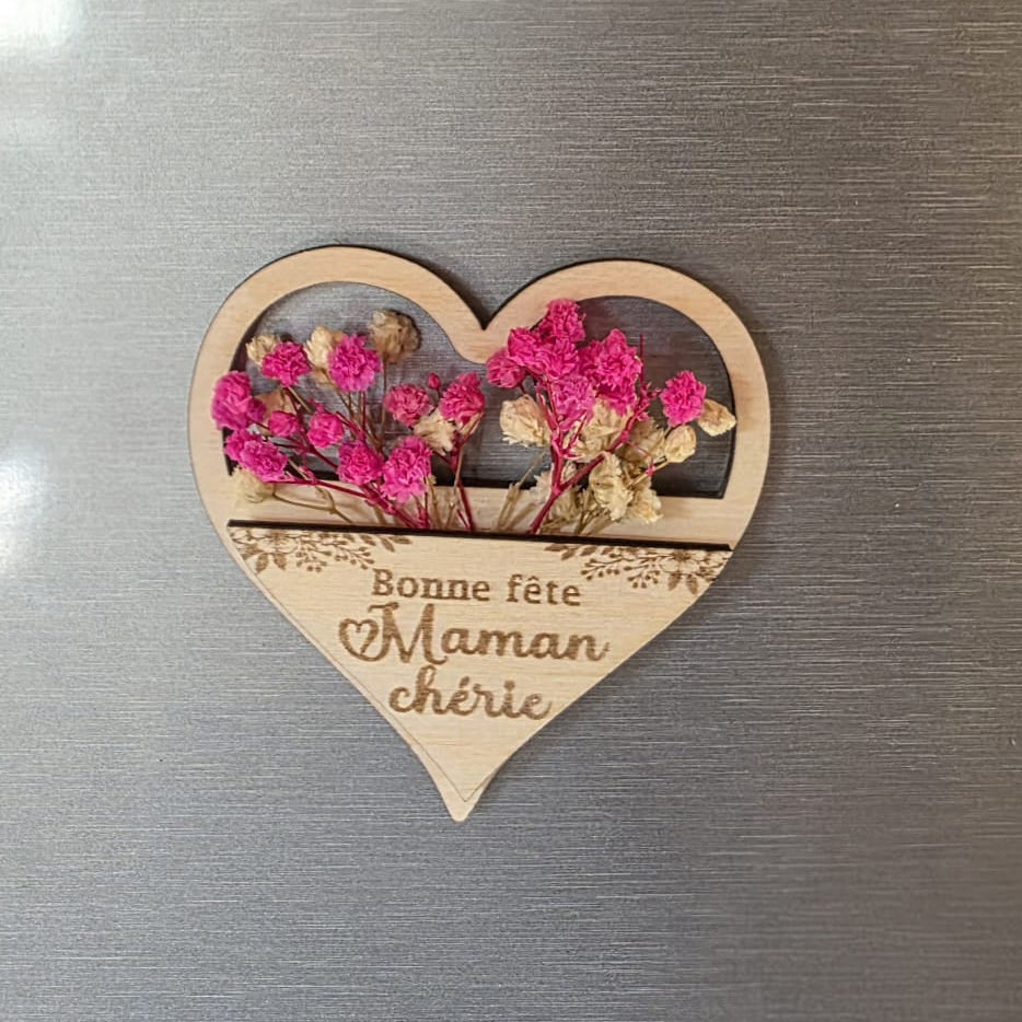 magnet aimant fête des mères mamans mamies fleurs bois personnalisé idée cadeau original unique 