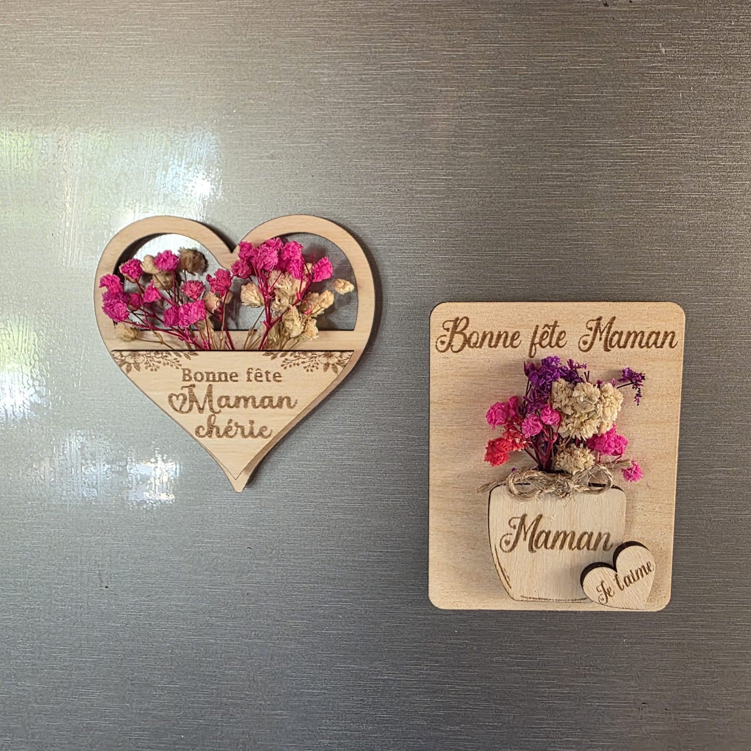 magnet aimant fête des mères mamans mamies fleurs bois personnalisé idée cadeau original unique 
