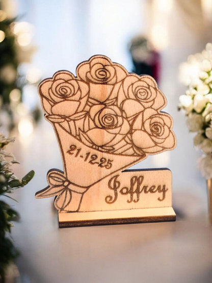 marque place bois prenom fleur