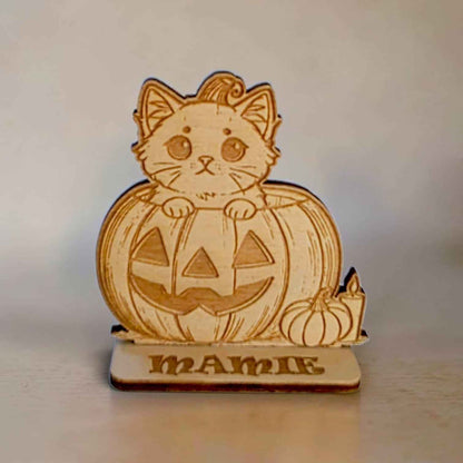 marque place halloween personnalisé en bois décoration table