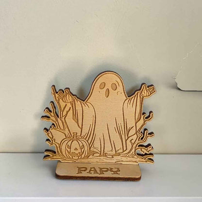 marque place halloween personnalisé en bois décoration table