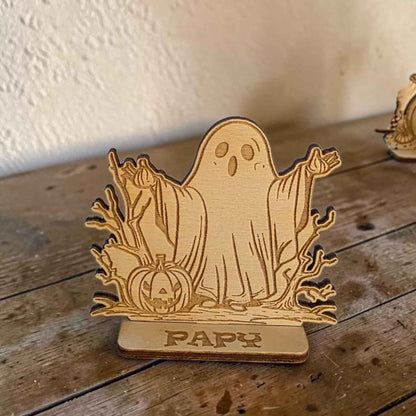 marque place halloween personnalisé en bois décoration table