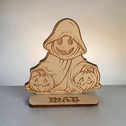 marque place halloween personnalisé en bois décoration table