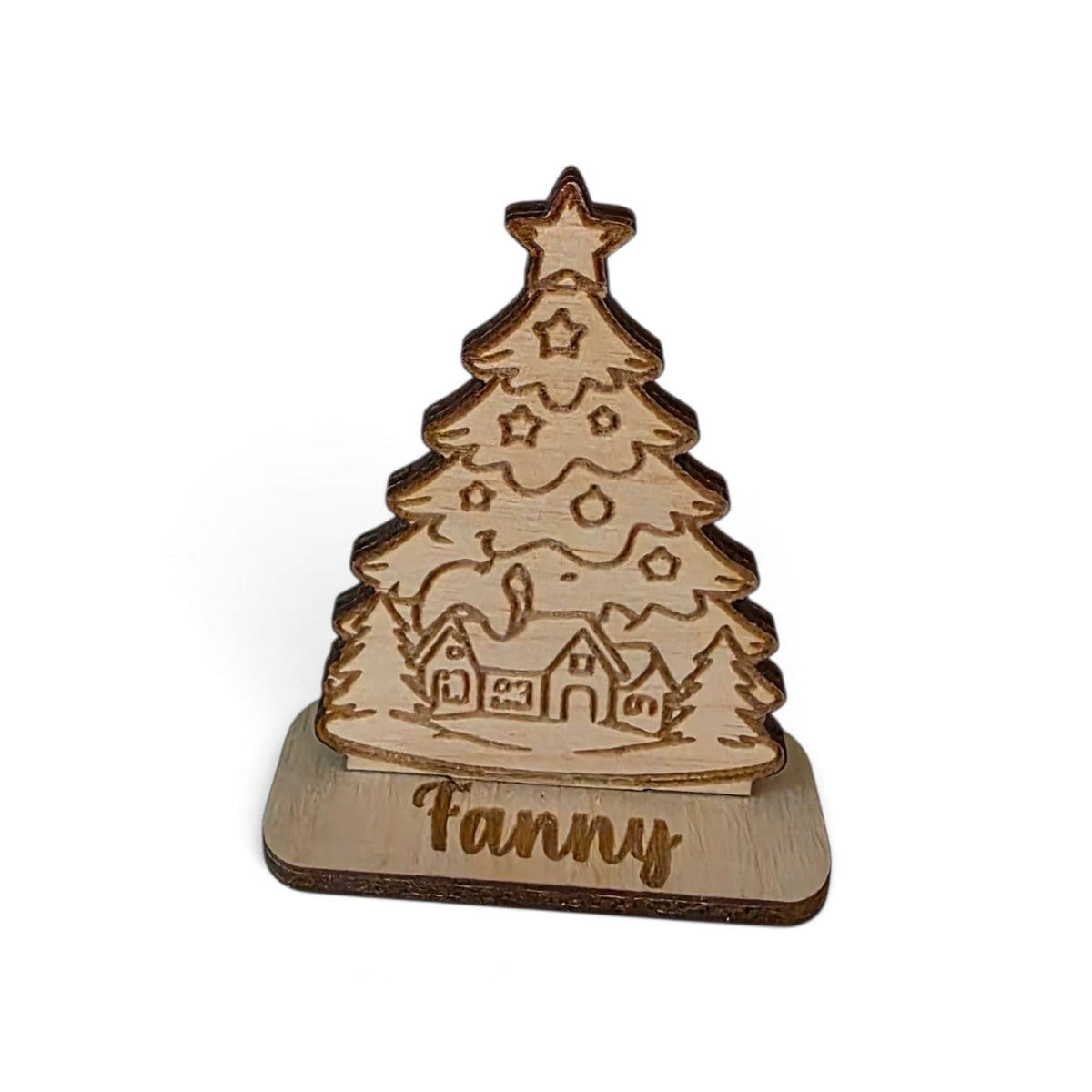 marque place lanterne sapin décoration de table de noël en bois personnalisé